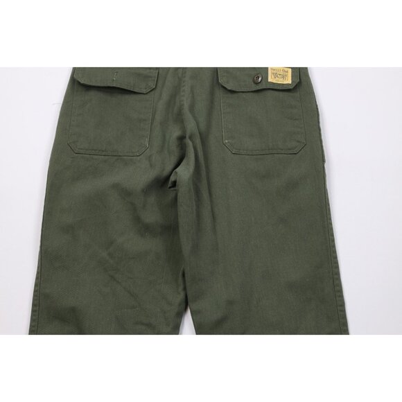 Vtg 60s Sweet Orr Mens 30x32 Distressed Union Made Military Utility Pants Green - Picture 15 of 16